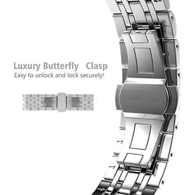 PUGO TOP Bands Replacement for Apple Watch 38mm Series 3 2 1 40mm Series 6 5 4 SE 41mm Series 7 8 9, Stainless Steel iWatch iPhone Watch Bracelet 2 Tones for Men Women(38mm/40mm/41mm, Silver/Gold) - Image 5