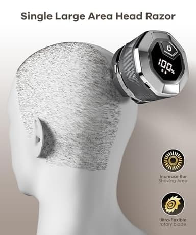 Head Shavers for Bald Men Magnetic Single Blade Electric Shaver with Super Large Blade 10000 RPM Motor IPX8 Waterproof LED Display,Head Shaver (Gray) - Image 5