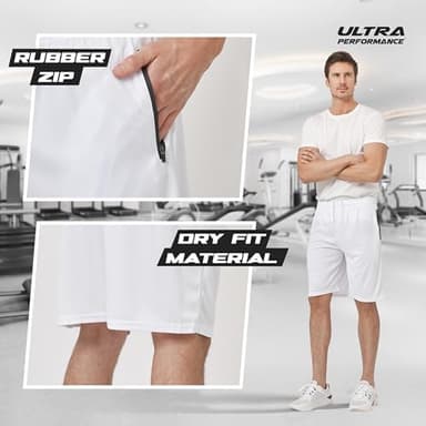 Ultra Performance Mens 5 Pack Athletic Running Shorts, Basketball Gym Workout Shorts for Men with Zippered Pockets - Image 4