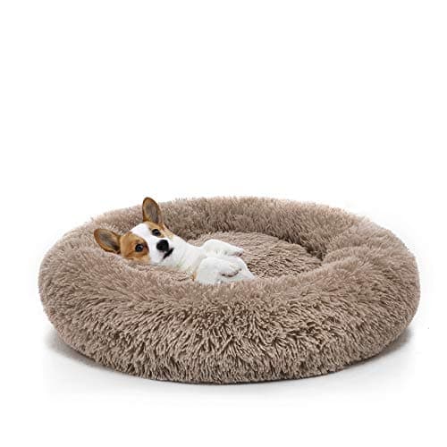 MIXJOY Orthopedic Dog Bed Comfortable Donut Cuddler Round Pet Beds Ultra Soft Washable Dog and Cat Cushion (20''/23''/30'') (23'', Brown) - Image 1