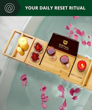 ROYAL CRAFT WOOD Bathtub Tray Caddy for Tub, Bamboo Bath Shelf, Premium Foldable Wood Bath Table, Expandable Bathtub & Bathroom Accessories, New Home Gifts for Mom, Housewarming, Anniversary, Wedding - Image 8