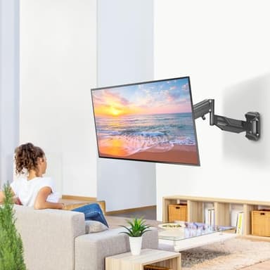 MOUNTUP Height Adjustable TV Wall Mount for 26-55 Inch TVs, Gas Spring Full Motion Articulating TV Bracket with Smooth Swivel Tilt & Safe Corner Installation, 400x400mm VESA, 11-66 lbs, Matte Black - Image 9