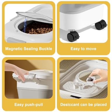 SEWIU Dog Food Storage Container 2PCS*18LB,Collapsible Dog Food Container with Travel Silicone Bowl and Scoop for Dog/Cat/Bird Food/Cat litter,Keep Dry Food Fresh,Easy to Move.(Green+Brown) - Image 4