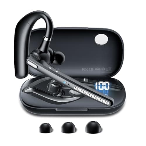 COTOE Bluetooth Headset V5.3, Wireless Earpiece with 500mAh Charging Case Hand-Free Headphones Noise Canceling Mic for Office/Driving/Business - Image 1