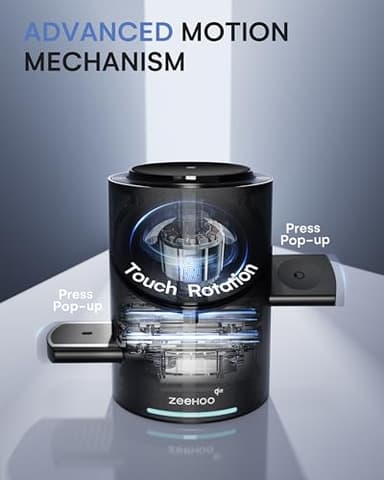 ZEEHOO 3 in 1 Charging Station for Apple Devices, Mag-Safe Charger Stand, Qi2 15W Auto-Rotating Wireless Charger for iPhone 17 16/15/14/13/12 Series& AirPods& iWatch(Black) - Image 3