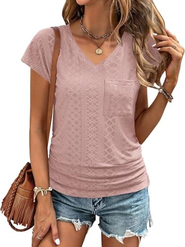 BKRIVE Plus Size Spring Clothes Womens Tops Blouses Misty Pink XL - Image 2