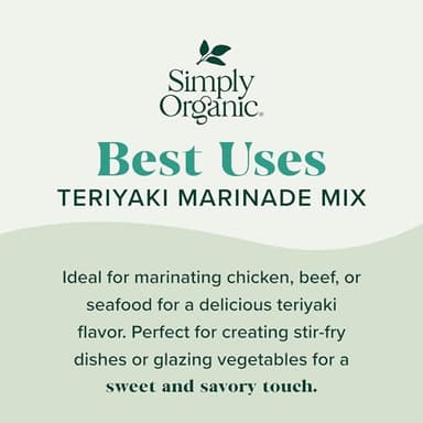 Simply Organic Teriyaki Marinade Mix, Vegan Friendly, Kosher, USDA Certified Organic, Gluten Free & Non-GMO, 0.99 Ounce (Pack of 12) - Image 3
