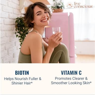 Live Conscious Beyond Collagen Multi Collagen Powder for Women w/Types I, II, III, V & X - Keto Friendly, Hydrolyzed Collagen Peptides Powder Blend w/Biotin & Vitamin C 41 Servings - Image 2