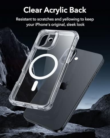 ESR for iPhone 16 Plus Case, Compatible with MagSafe, Full-Body Military-Grade Drop Proof Case with Built-in 9H+ Tempered Glass Screen Protector, Armor Series, Clear - Image 9