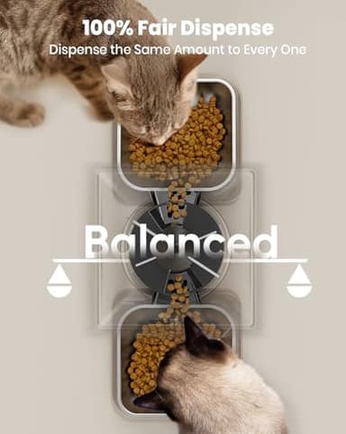oneisall Automatic Cat Feeder for 2 Cats, 20 Cups/5L Automatic Cat Food Dispenser for Small Pets Indoor, Timed Cat Feeder for Dry Food - Image 3