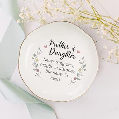 WANDER PRINTS Mothers Day Gifts For Mother - Ceramic Ring Dish Jewelry Tray for Mom - Mothers Daughters Never Truly Apart - Valentines Day Christmas Birthday Gifts for Mom from Daughter Son - Image 5