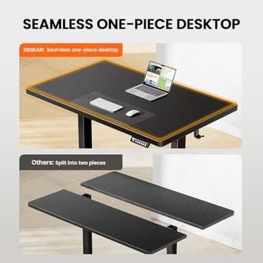 ErGear 40" x 24" Whole Piece Desktop Electric Standing Desk, Thick Height Adjustable Desk with 4 Height Memory, Home Office Computer Table with Cable Management Tray, Black - Image 4