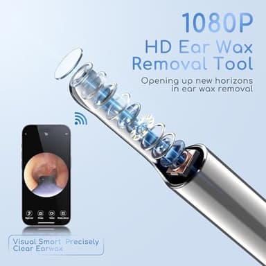 Earwax Removal - Electric Ear Irrigation Kit with 4 Pressure Modes, Ear Cleaner with Camera, 1080P Otoscope, Ear Cleaning Tool with 7-Piece Set, Earwax Removal Kit for Daily Cleaning-Blue - Image 7