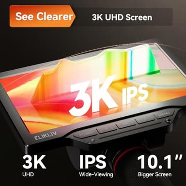 Elikliv EM3K-3D Max 3D Digital Microscope with Magnetic Dual Lens, 3K HDMI, 10.1" Flex Arm, Coin & Electronics Repair Microscope with Ring Light, 64GB Card Included - Image 6