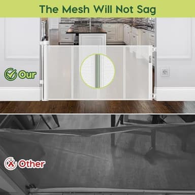 Reinforced 55" Wide Retractable Baby Gates for Doorways to Prevent Crawling Under, Outdoor Retractable Gate, Mesh Child Safety Gates for Toddlers, Indoor/Outdoor Baby Gate for Deck/Porch/Patio, White - Image 3