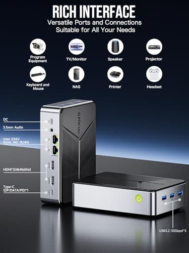 GMKtec Mini PC NAS, G9 Intel N150 Dual Boot with OS Pro Linux Desktop Computer 12GB DDR5 64GB EMMC + 2TB M.2 SSD, 4*M.2 NVMe Slots, Dual NIC 2.5GbE, USB-C/USB 3.2 10Gbps, Network Attached Storage - Image 6