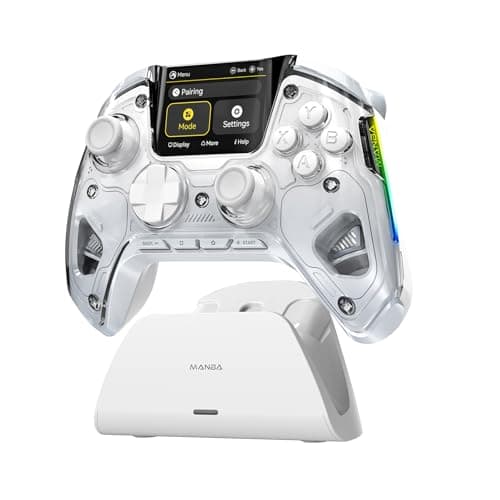 ManbaOne Interactive Screen Wireless Gaming Controller for PC/Switch/Switch 2/iOS/Android,Hall Effect Stick & Trigger,RGB Lighting,Remappable Buttons,1800mAh with Charging Dock (White) - Image 1