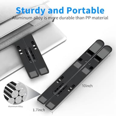 Laptop Stand for Desk, Ergonomic Design Adjustable Aluminum Foldable Portable Computer Stand, Compatible with MacBook Air Pro, HP, Lenovo, Dell, More 10-15.6”Inch and Tablets (Black) - Image 3