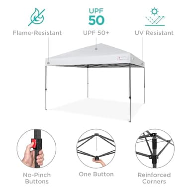 Best Choice Products 10x10ft 1-Person Setup Pop Up Canopy Tent Instant Portable Shelter w/ 1-Button Push, Case, 4 Weight Bags - White - Image 4