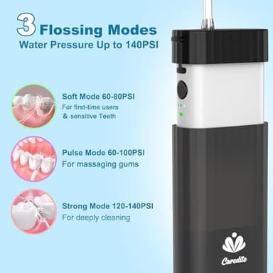 Portable Water Flosser for Teeth,Travel Water Flosser Picks,Mini Cordless Oral Irrigator Rechargeable Power Dental with Telescopic Water Tank, IPX7 Wateroproof for Brace & Sensitive Teeth Care,Black - Image 4