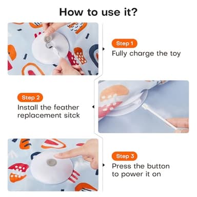 Potaroma Hide and Seek Interactive Cat Toys, Moving Concealed Wand Feather, Automatic Chargeable Indoor Kitten Exercise Kicker, Mouse Squeaky, Floral Cover - Image 6