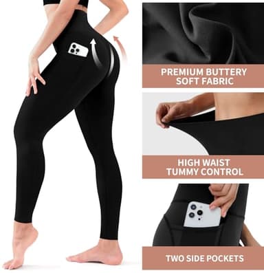 3 Pack Leggings for Women-No See-Through High Waisted Tummy Control Yoga Pants Workout Running Legging - Image 5