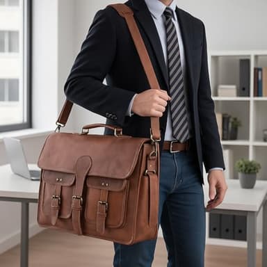 Leather Messenger Bag for Men and Women 18 inch Large Vintage Leather Briefcase Laptop Shoulder Bag Unisex Crossbody Messenger Satchel for Office, Business, Work, Travel - Image 6