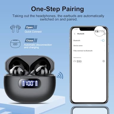 Wireless Earbuds, Bluetooth 5.3 Headphones LED Power Display, 2025 New Wireless Earphones, 4 ENC Noise Cancelling Mic, HiFi Stereo, 48H Playtime Mini Case IP7 Waterproof for Sport Walk - Image 6