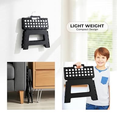 Utopia Home Folding Step Stool - (Pack of 2) Foot Stool with 9 Inch Height - Holds Up to 300 lbs - Lightweight Plastic Foldable Step Stool for Kitchen, Bathroom & Living Room (Black) - Image 8