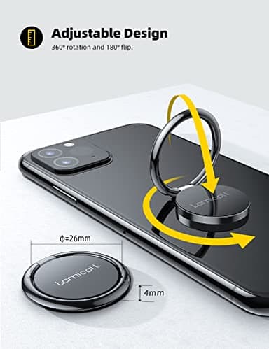 Lamicall Cell Phone Ring Holder Stand - Phone Finger Gip Kickstand, 360° Rotation Polished Metal Grip for Magnetic Car Mount, Fit for iPhone 17/16/15/14 Pro Max Air, Android Smartphone Accessories - Image 5