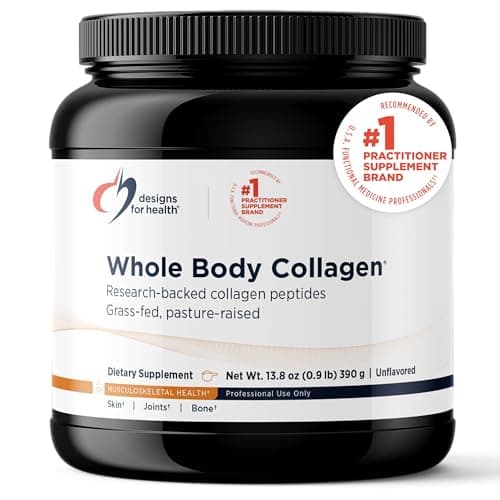 Designs for Health Whole Body Collagen Powder - Hydrolyzed Collagen Peptides Powder for Skin, Joint + Bone Health - Fortigel, Fortibone & Verisol Collagen for Women & Men, Unflavored (30 Servings) - Image 1