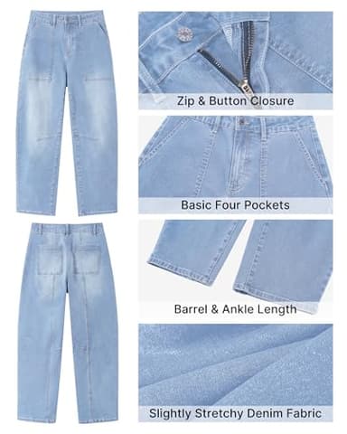 GRAPENT Womens Jeans Plus Size Trouser Jeans for Women ’S Pants Crystal Blue Size XX-Large US 20 to 22 - Image 5