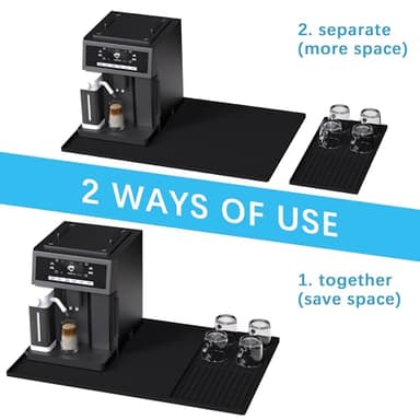 Golener Silicone Coffee Mat Set - 24" x 16" Coffee Bar Mat for Countertop, Kitchen Station Pad Accessories Fit Under Coffee Maker or Machine, Dish Drying Mat, Heat Resistant Kitchen Gadget, Black - Image 2