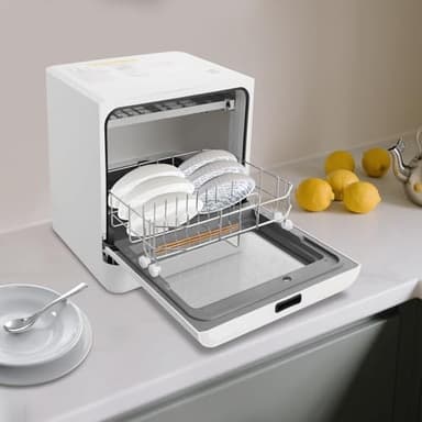 Portable Countertop Dishwasher, 110V 800W Mini Dishwasher with 6L Built-in Water Tank, 4 Washing Programs Countertop Dishwasher 158°F High-Temp & Air-Dry Function for Apartments Kitchen Dorm - Image 8