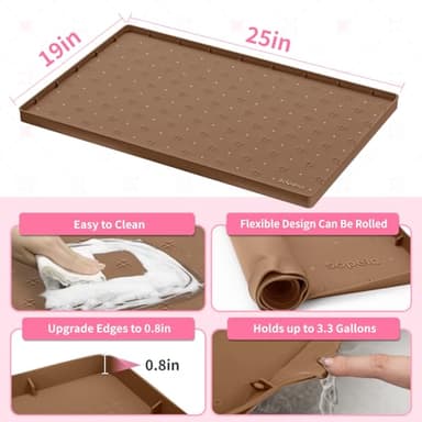 Sdpeia Under Sink Mat for [25" x 19"] Cabinet, Upgraded Silicone Waterproof Mat Kitchen Cabinet Liner Cabinet Protector Kitchen Organizers and Storage - Image 4