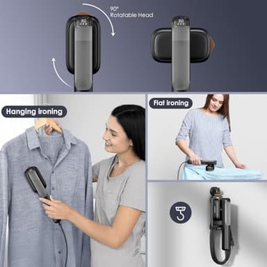 FEPPO Travel Steamer for Clothes, 110-240V Dual Voltage Portable Steamer & Iron 2 in 1, Fast Heat Up, 1100W Powerful Garment Steamer, Large Ceramic Heat Panel for Home & Global & Europe Traveling - Image 7