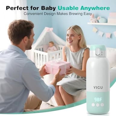 YIGU Portable Bottle Warmer 13500mAh Battery, 80W Fast Heating of Breast Milk and Formula, 12 oz Large Capacity, with 18W Fast Charging Adapter, Precise Temperature Control, Leak-Proof - Image 8