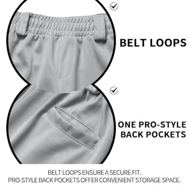 QBK 2T/3T/4T/5T Toddler Baseball Pants Youth Softball Pants Kids Tee Ball Pants for Boy Girl Grey（Grey 5T） - Image 3
