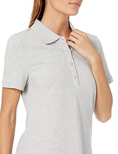 Amazon Essentials Women's Short-Sleeve Polo Shirt (Available in Plus Size), Light Grey Heather, XX-Large - Image 3