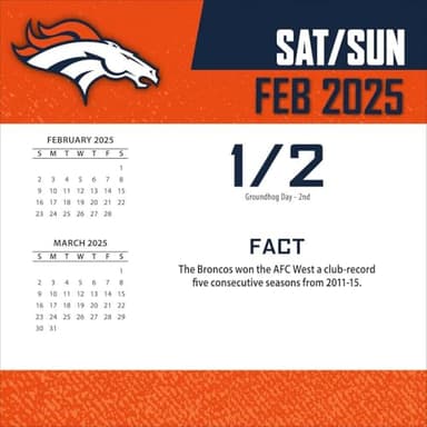 TURNER SPORTS Denver Broncos 2025 Box Calendar (25998053037) - Image 3