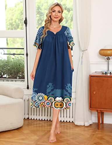 Ekouaer Women's House Dress with Pockets, Mandola, Medium - Image 2