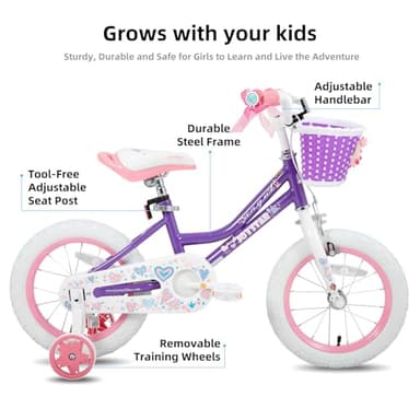 JOYSTAR 12 Inch Girls Bike Toddler Bike for 2 3 4 Years Old Girl 12" Kids Bikes for Ages 2-4 yr with Training Wheels and Basket Children's Bicycle in Purple - Image 2