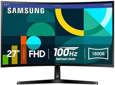 Samsung 27" Essential S3 (S36GD) Series FHD 1800R Curved Computer Monitor, 100Hz, Game Mode, Advanced Eye Comfort, HDMI and D-sub Ports, LS27D366GANXZA, 2024 - Image 3