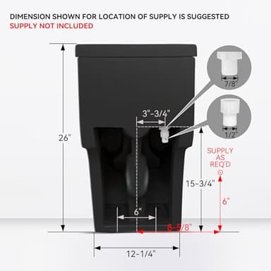HOROW T0338WB Elongated One Piece Toilet Black, Compact Modern Toilet with Comfortable Seat Height, ADA Chair Height 17.3", Power Dual Flush 0.8/1.28 GPF & MAP 1000g, Matte Black, 12" Rough-in - Image 7