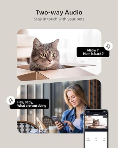 LAMPICK Automatic Cat Feeder with Camera, 1080P HD Video Cat Food Dispenser with Stainless Steel Bowls WiFi Automatic Pet Feeder with 2 Way Audio,Smart App Control - Image 4