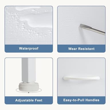 DUMOS TV Stand Dresser for Bedroom Entertainment Center with 5 Fabric Drawers Storage Organizers Units, Media Console Table with Open Shelf up for 45" Television for Living Room, Dorm, White - Image 6