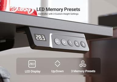 Seang Electric Standing Desk Adjustable Height, 40 x 24 Inch Sit Stand Desk with T-Shaped Frame, 3 Memory Presets & Cable Management for Home Office Computer Workstation, Black Frame/Black Top - Image 6