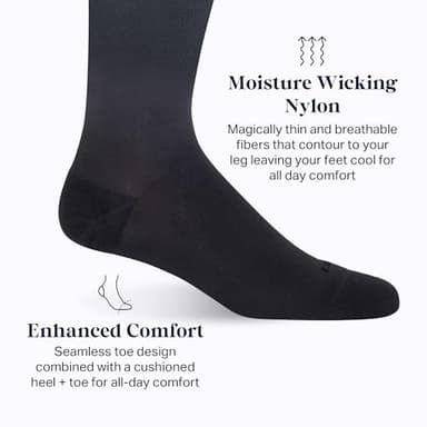 Comrad 3-Pack Nylon Knee High Socks - 15-20mmHg Graduated Compression Socks, (Black Ombre, Wide Calf Large) - Soft & Breathable Support Socks for Men, Pregnant Women, Nurses, Home, Work & Travel - Image 4