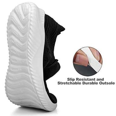 Feethit Womens Slip On Walking Shoes Non Slip Running Shoes Breathable Workout Shoes Lightweight Gym Sneakers Black White Size 11 - Image 3