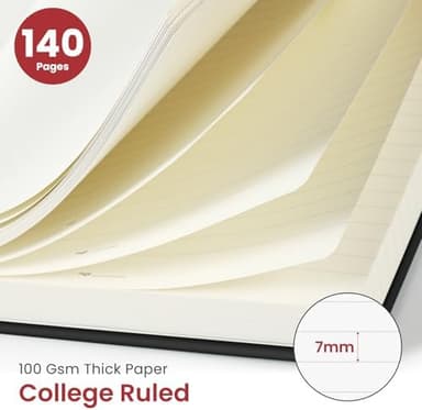 Taja Lined Spiral Journal Notebook for Women & Men, 140 Pages, College Ruled Hardcover Notebook for Work & Note Taking, Journals for Writing, A5(5.7" x 7.9") - Black - Image 4